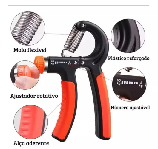 Hand Grip Flexor De Punho Com Mola Ajustável Antebraço Mãos