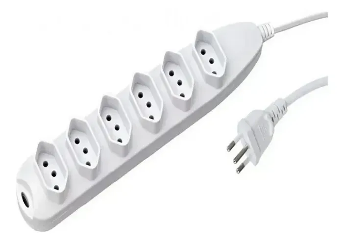 Extensão Elétrica 6 Tomadas Fusível Bivolt Knup Sl7006 Branco