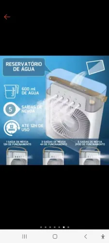 Climatizador de Ar Portátil 5 Saídas de Névoa - 600ml