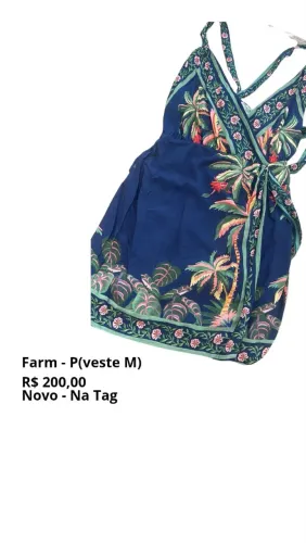 Vestido curto Farm P(Veste M) na tag.