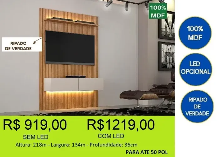 Painel ripado opção com e sem Led