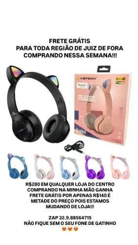 FONE DE OUVIDO HEADSET BLUETOOTH DE GATINHO NÃO FIQUE SEM O SEU!!!