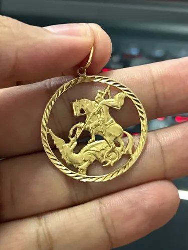 Pingente São Jorge ouro 18k