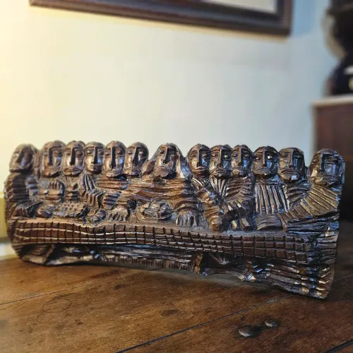 Obra de arte, escultura Santa Ceia Artista "LOUCO" antiguidades