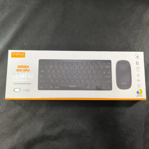 Kit Teclado e Mouse Sem Fio A'Gold - Duplo Modo