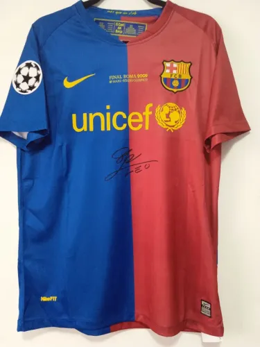 Camisa Barcelona Final Champions League 2008 / 2009 #10 Messi Autografada Certificada