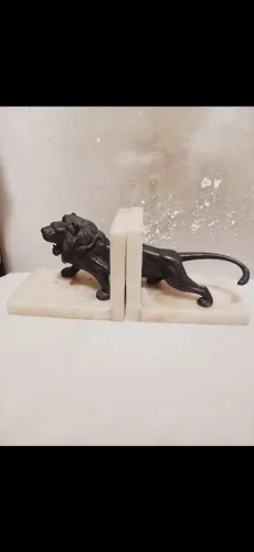 Par de Porta-Livro Leões em Bronze