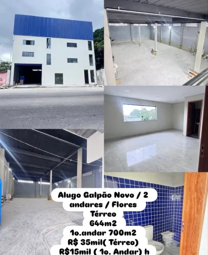 Alugo Galpão Novo / Flores / 2 andares / 700 m2 