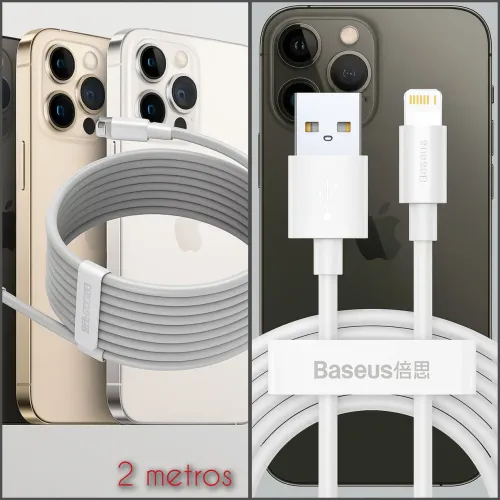 Cabo Lightning com USB Baseus 2 Metros - Carregamento Rápido