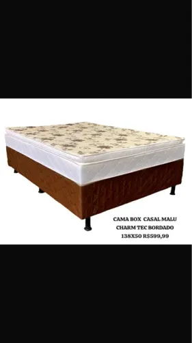 Cama Box Casal Malu Charm Tec Bordado 138x50