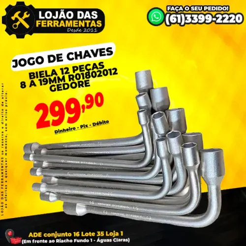 Jogo de Chaves Biela 12 Peças 8 a 19mm Gedore