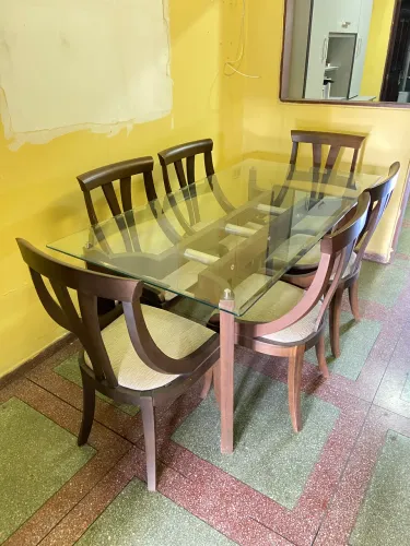 Mesa de Jantar Madressilva de Madeira com 6 Cadeiras