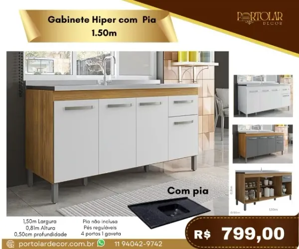 Gabinete Hiper com pia 1,50 a pronta entrega