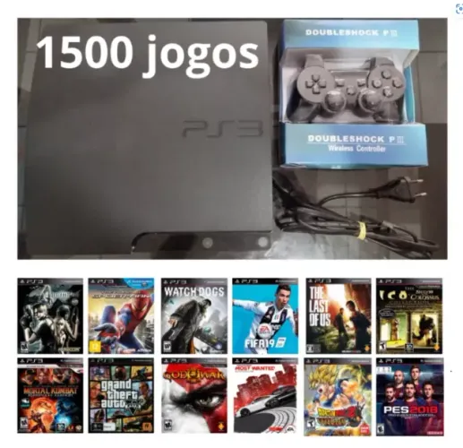 Playstation 3 PS3 com 2 Controles - Cheio de Jogos - Garantia - Envio OLX Pay
