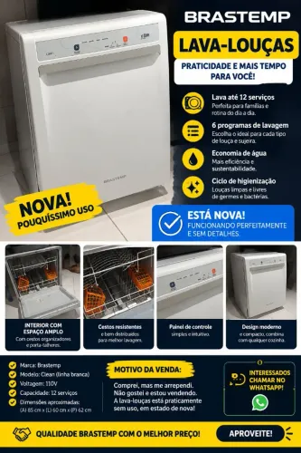 Lava-Louças Brastemp Clean - Nova, Pouquíssimo Uso!<br>