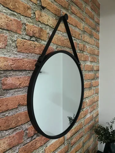 Espelho redondo com alça 55cm diâmetro