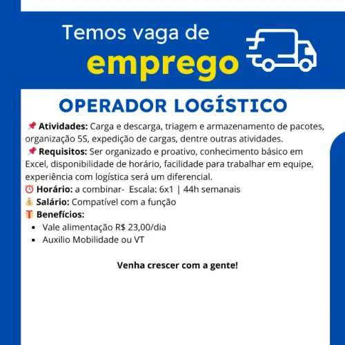 VAGAS PREENCHIDAS - OPERADOR LOGÍSTICO (Turno Madrugada)