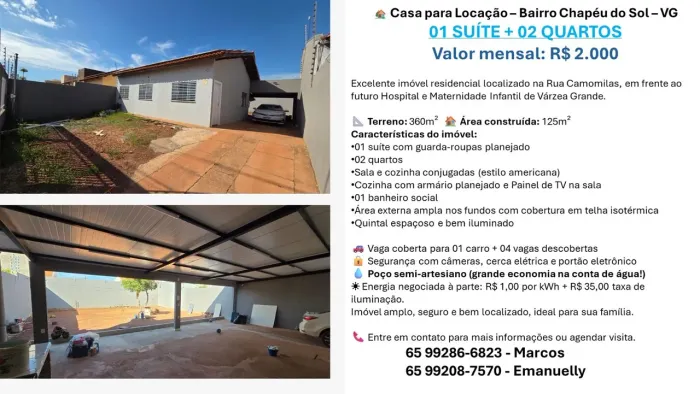 Casa para alugar no Chapéu do Sol - V.Grande