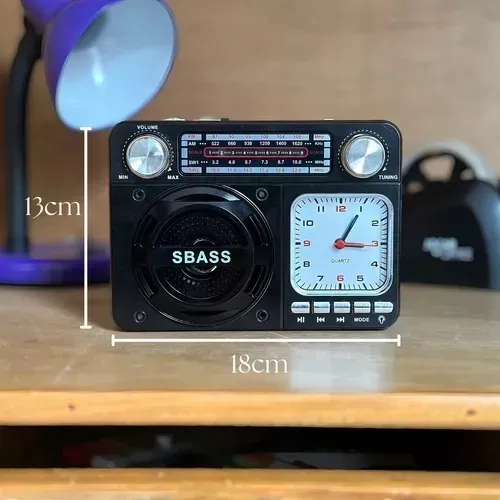 Rádio Relógio Retro Bluetooth Vintage Usb Portátil Altomex Ad-136