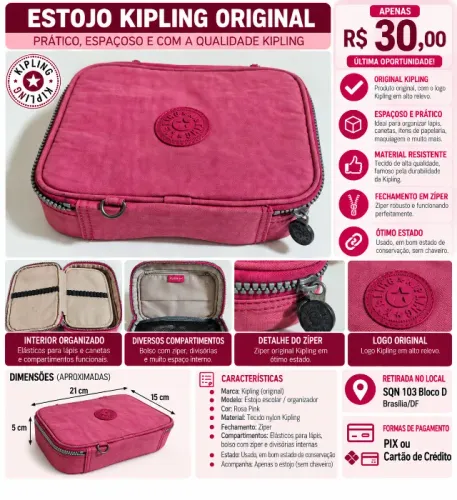 Estojo Kipling Original (Usado, Sem Chaveiro)