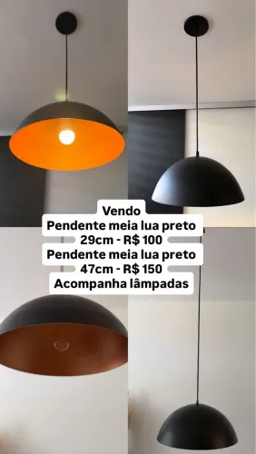 Pendente meia lua preto 