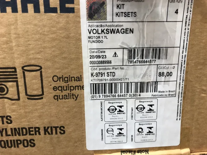 Kit Motor Sp2 Fusca 1700 Ar 69 A 83 Gasolina 88mm