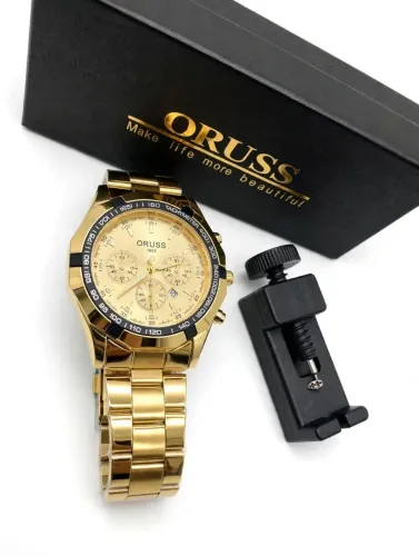 Relógio ORUSS 1853 dourado Original - a prova d'água + Caixa + Ajustador