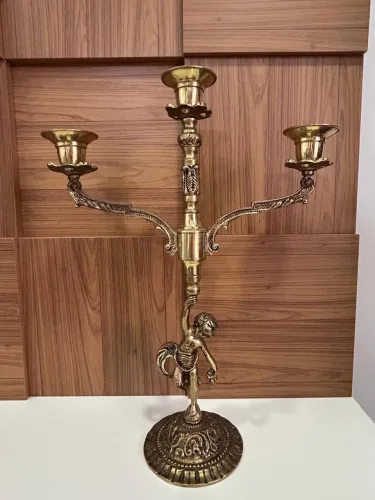2 Candelabros Metal Dourado 3 Velas