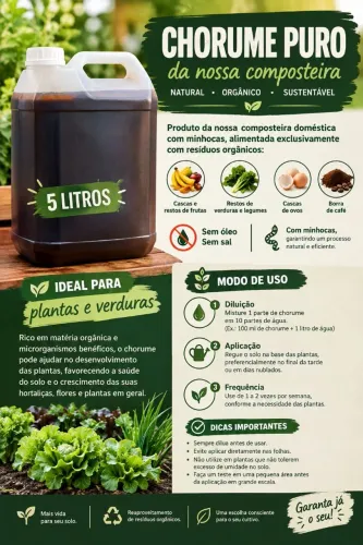 BIOFERTILIZANTE LÍQUIDO DE COMPOSTEIRA (CHORUME)