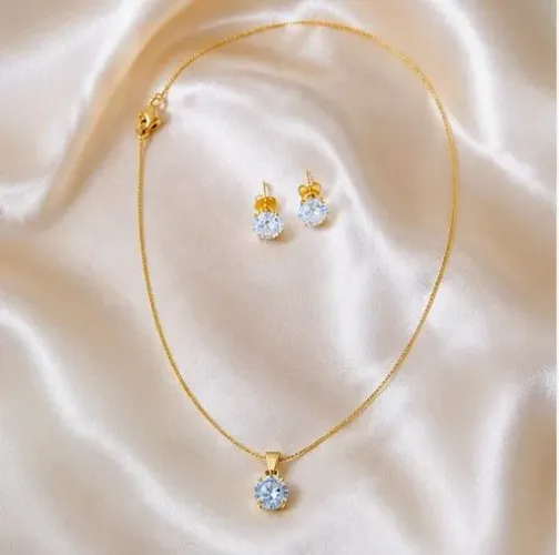 Conjunto Colar + Brinco em Zircônia