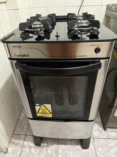 Fogão inox mesa de vidro 
