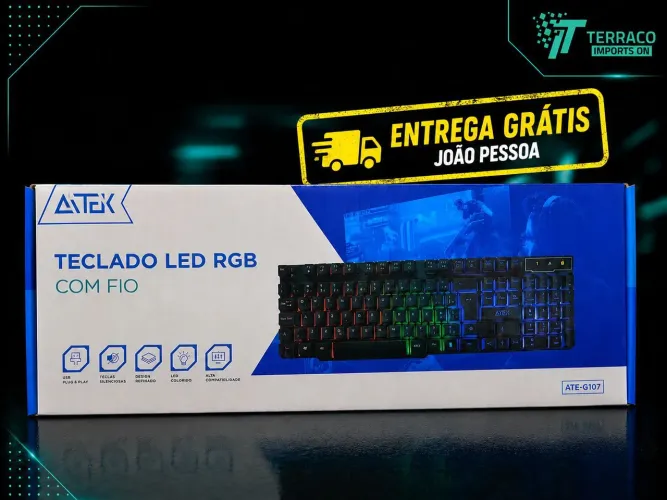 TECLADO LED RGB COM FIO ATE-G107
