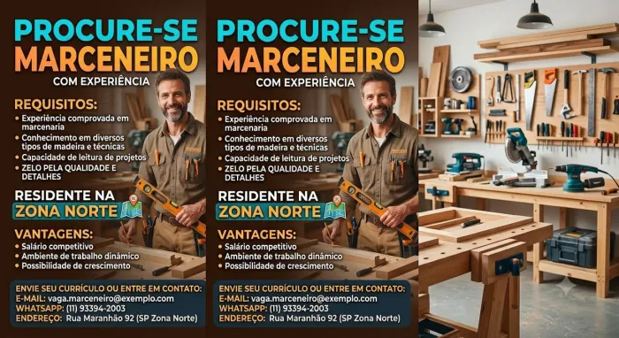 PROCURA-SE MARCENEIRO