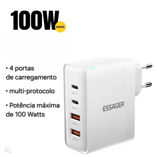 Fonte USB-C 100W Branca Ideal para ROG ALLY E ROG XBOX ALLY