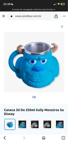 Caneca 3d De 250ml Sully Monstros Sa Disney