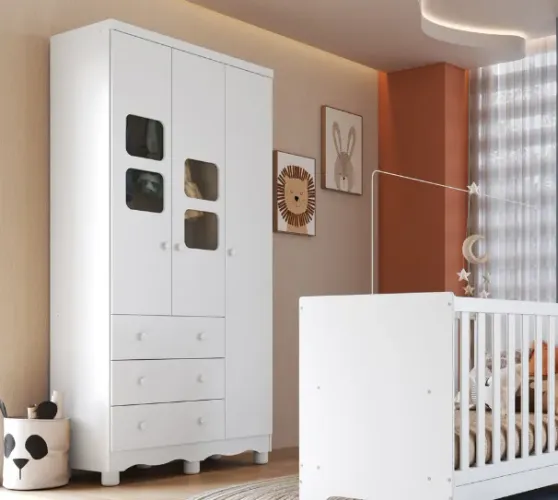 Roupeiro Infantil 3 Portas Lumi, 100% MDF