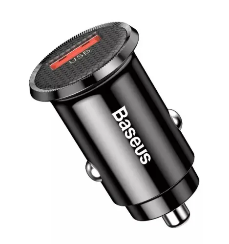 Mini Carregador Veicular Baseus Quick Charge 18W 1x USB A - Novo