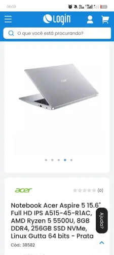 Notebook Acer aspire 5 15.6, Full HD A515, 8GB, DDR4, 256GB