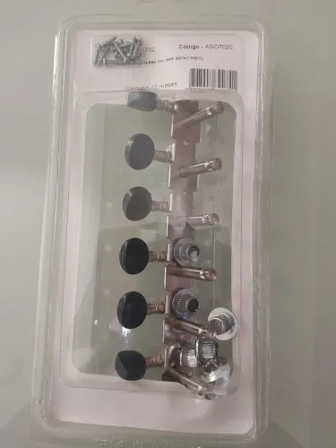 Tarraxa guitarra em linha botão preto
