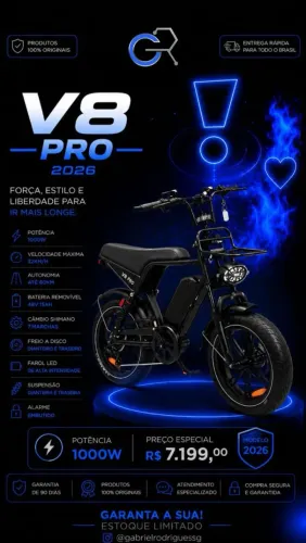 Bike elétrica V8 Pro 1000W