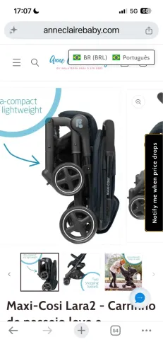 Carrinho bebê maxi cosi ótimo estado preto
