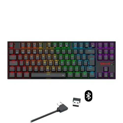 Teclado Mecânico 80% Redragon Kumara Elite Black Rainbow Bluetooth/Wireless - WZetta