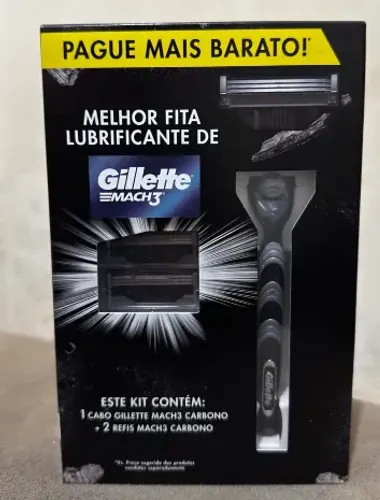 Kit Cabo Gillette Mach3 Carbono + 2 Refis Carbono