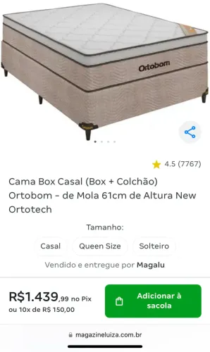 Base Cama Box Casal Ortobom 31x138x188cm Ortotech