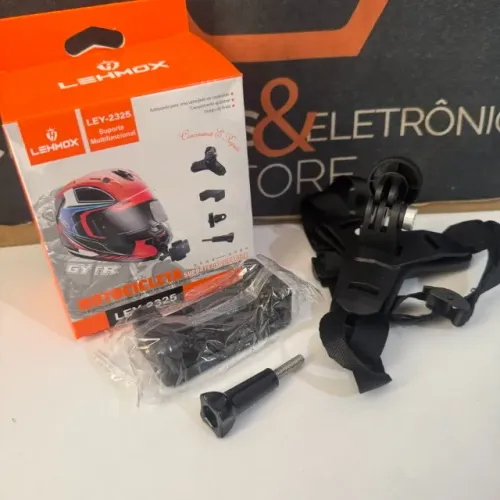 Suporte Lehmox - para Celular com instalação no queixo do capacete da moto
