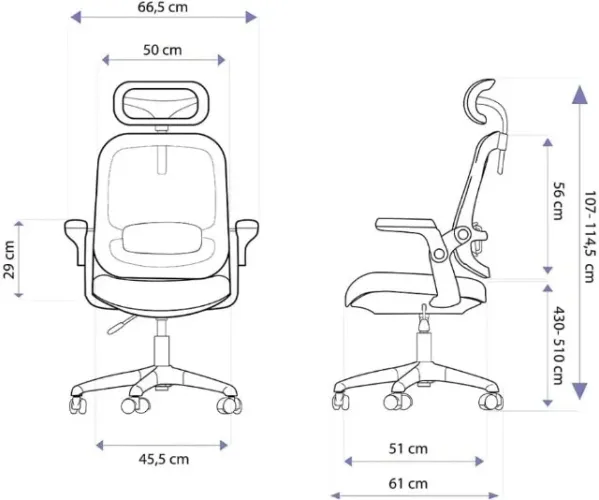 Cadeira de Escritorio Ergonômica Astra Preta com Apoio Lombar e Cabeça, Encosto Ajustável,