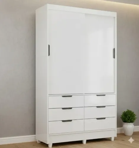 Guarda roupa de solteiro com portas de correr branco novo de loja