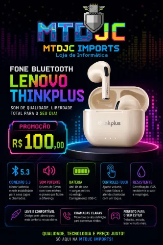 fone bluetooth lenovo thinkplus
