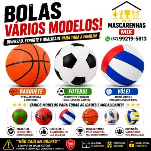 BOLAS VÁRIOS MODELOS - Diversão e Esporte Cod: 041