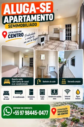 Aluga-se apto semimobiliado 
